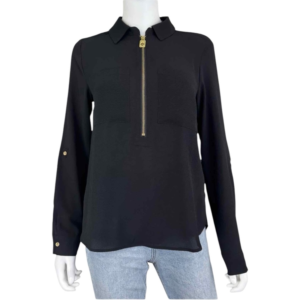 MICHAEL Michael Kors NWT Black Popover Top G0551